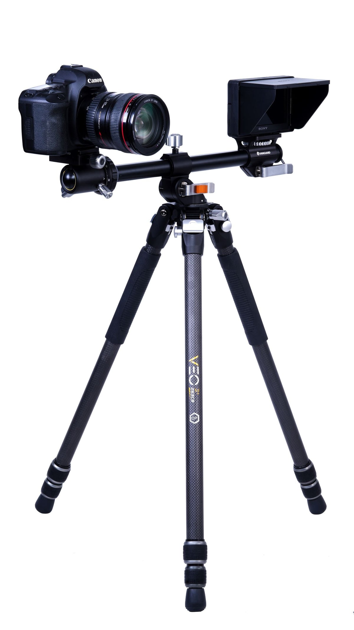 Vanguard Veo 3+ 263CB - Trípode de fibra de carbono, rótula de bola y columna central multiángulo