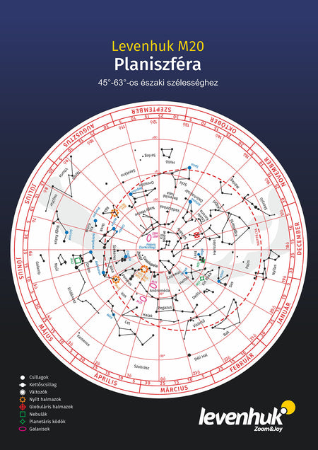 Planisferio Levenhuk M20 (para latitud norte 45°–63°)