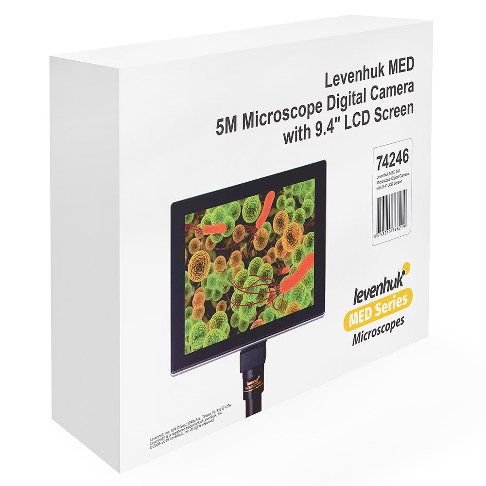 Cámara digital de microscopio Levenhuk MED 5M con pantalla LCD de 9,4 pulgadas