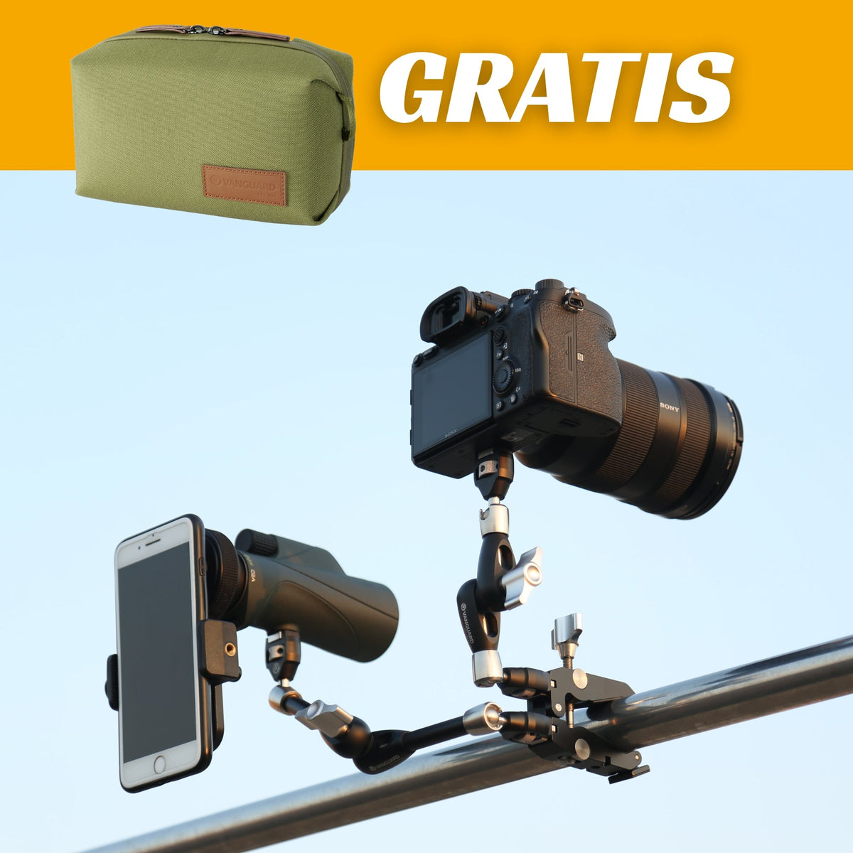 Vanguard Veo CP-65 KIT - Pinza, Brazo y Adaptador Smartphone