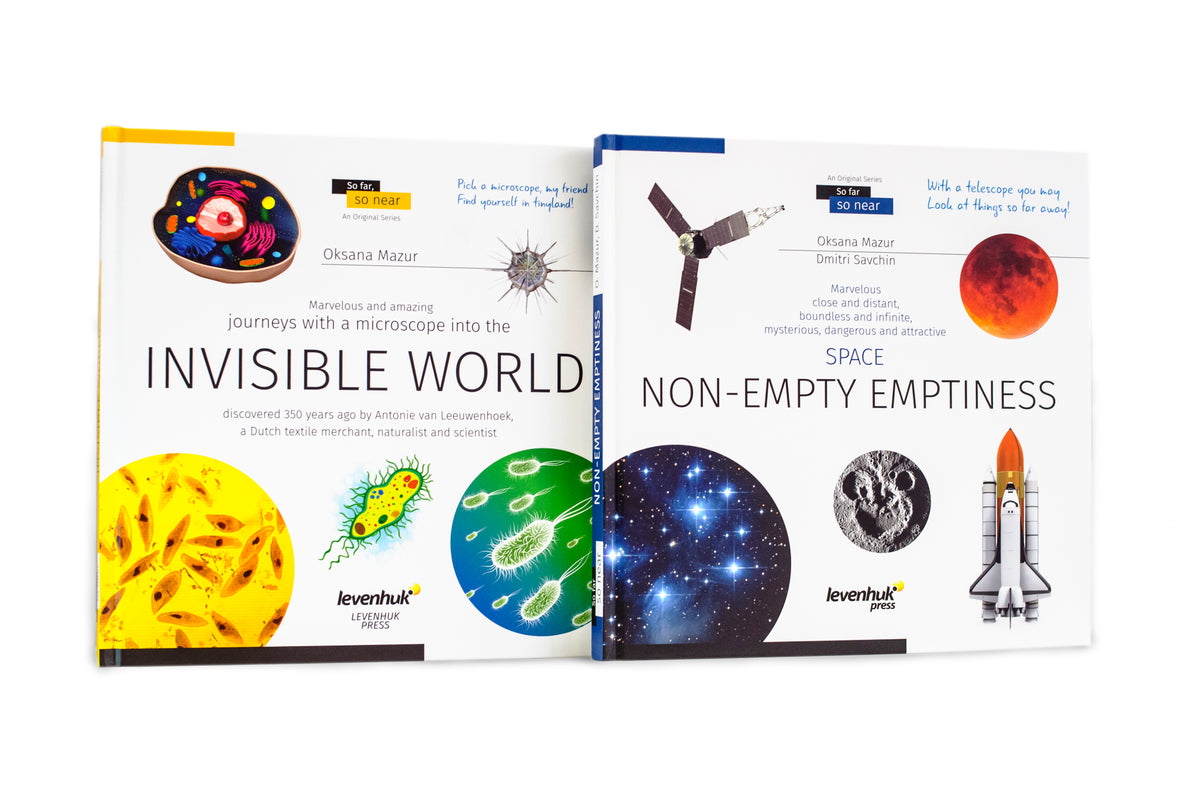 Libro enciclopédico «Space. Microworld.» (Espacio y microcosmos), edición de dos volúmenes. Tapa dura