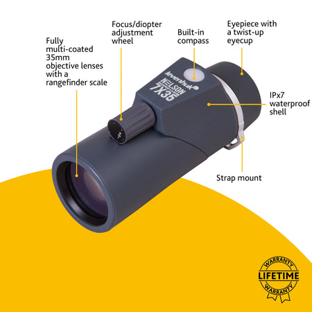 Monocular Levenhuk Nelson 7x35 con retícula y brújula