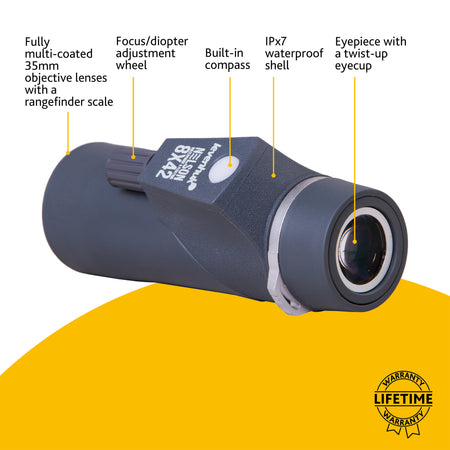 Monocular Levenhuk Nelson 8x42 con retícula y brújula