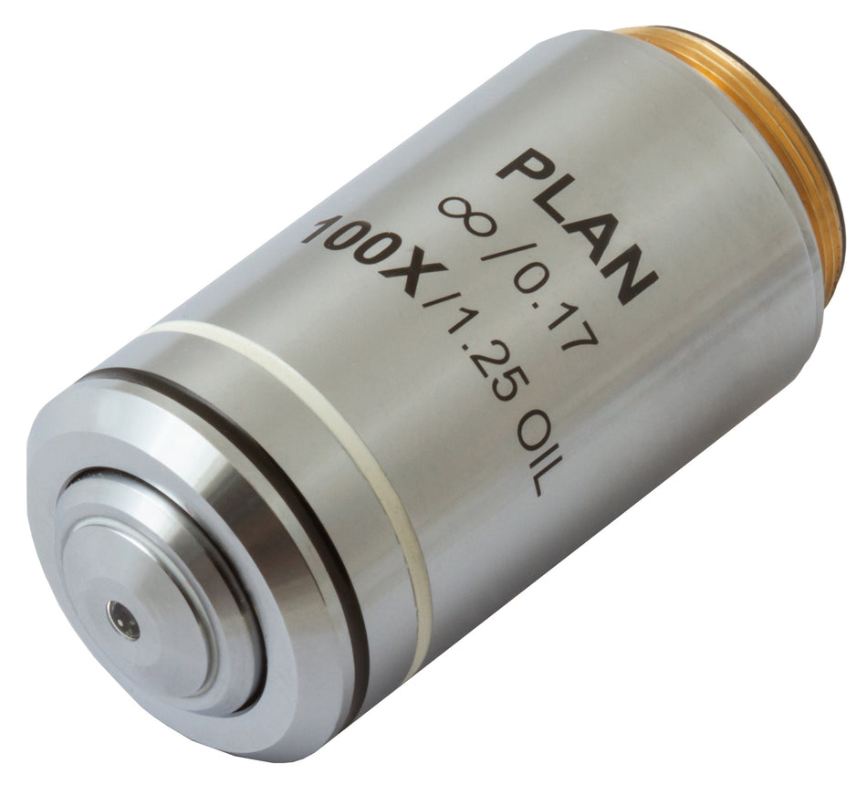 Objetivo plano acromático Levenhuk MED 100x corregido al infinito