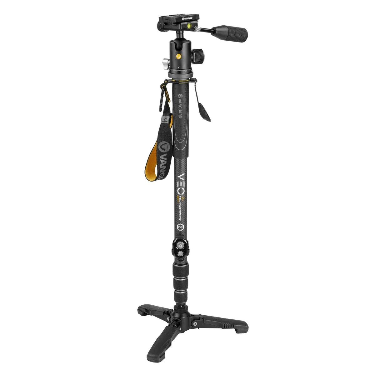 Vanguard Veo 2S CM-264TBP120T - Monopie de carbono con pie retráctil, rótula de bola