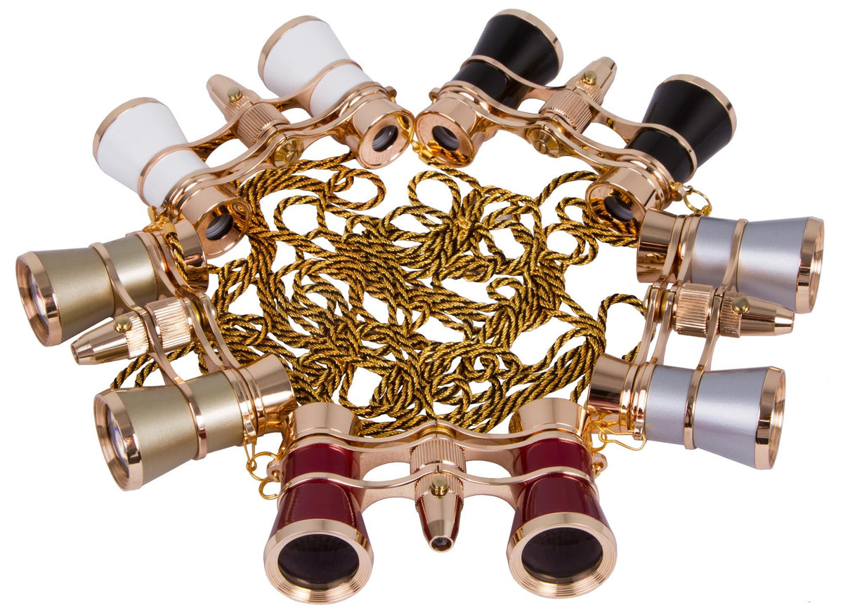 Prismáticos para ópera Levenhuk Broadway 325F (con luz LED y cadena) Blanco