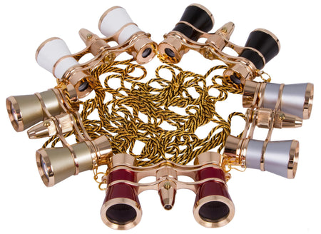 Prismáticos para ópera Levenhuk Broadway 325F (con luz LED y cadena) Blanco